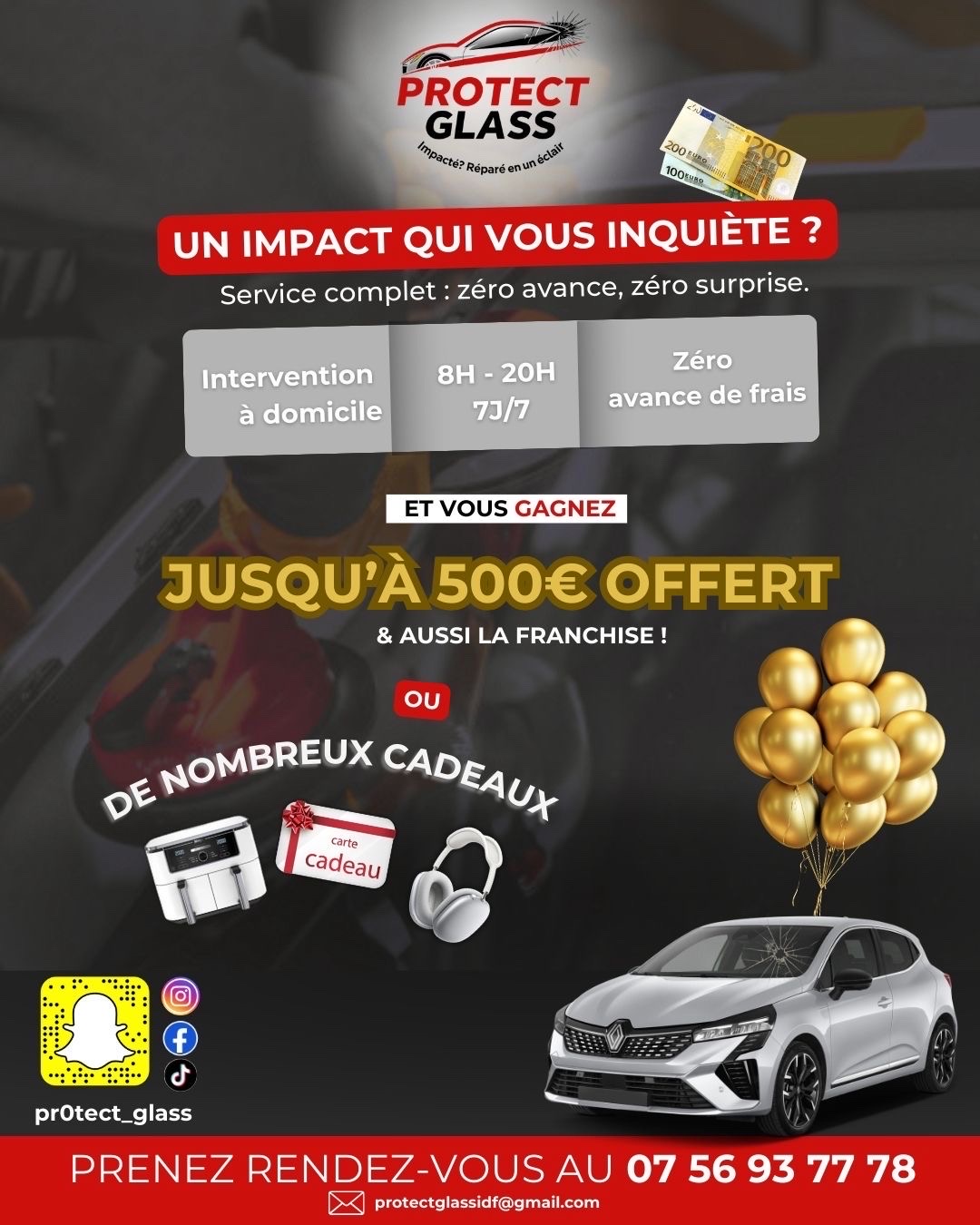 Remplacement de pare Brise -> 500€